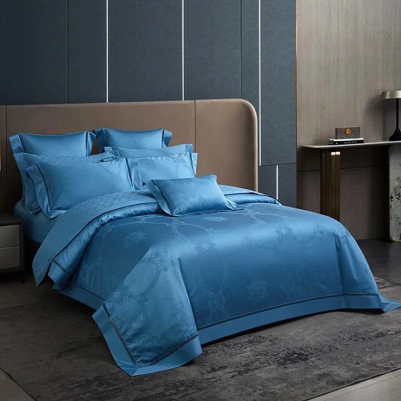 Elegance Blue Duvet Cover Set (Long-Staple Sateen Cotton)