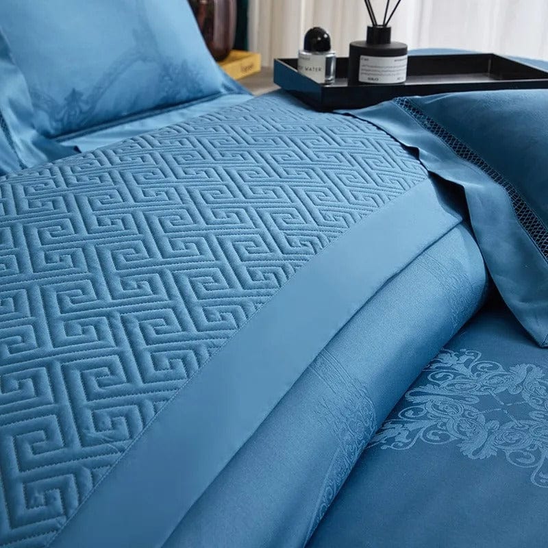 Elegance Blue Duvet Cover Set (Long-Staple Sateen Cotton)