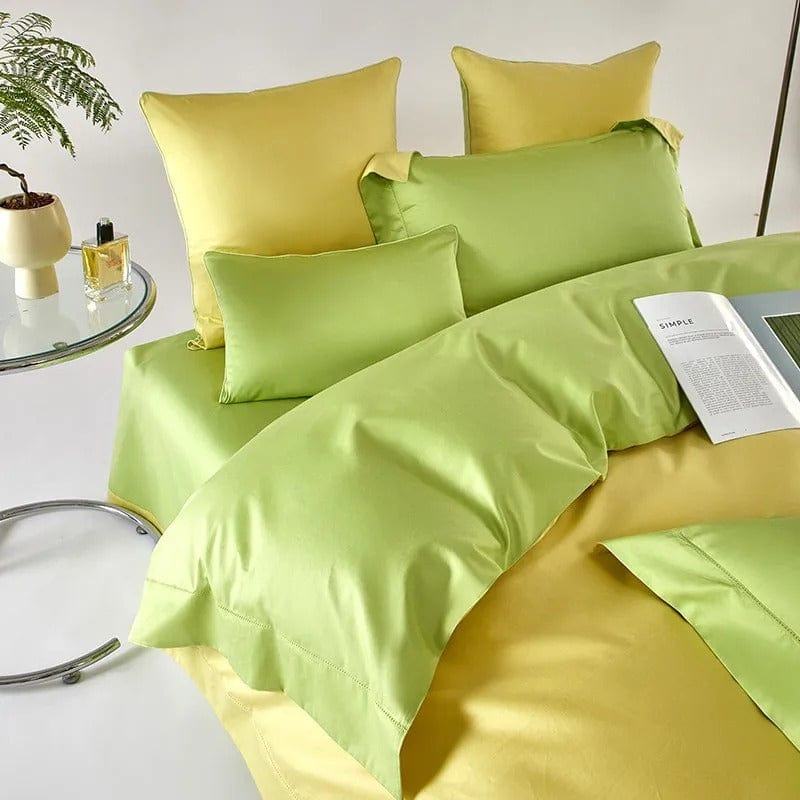 Dream Yellow Green Duvet Cover Set (Long-Staple Sateen Cotton)