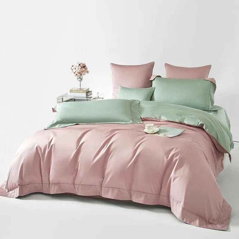 Dream Sage Blush Duvet Cover Set (Long-staple Sateen Cotton)