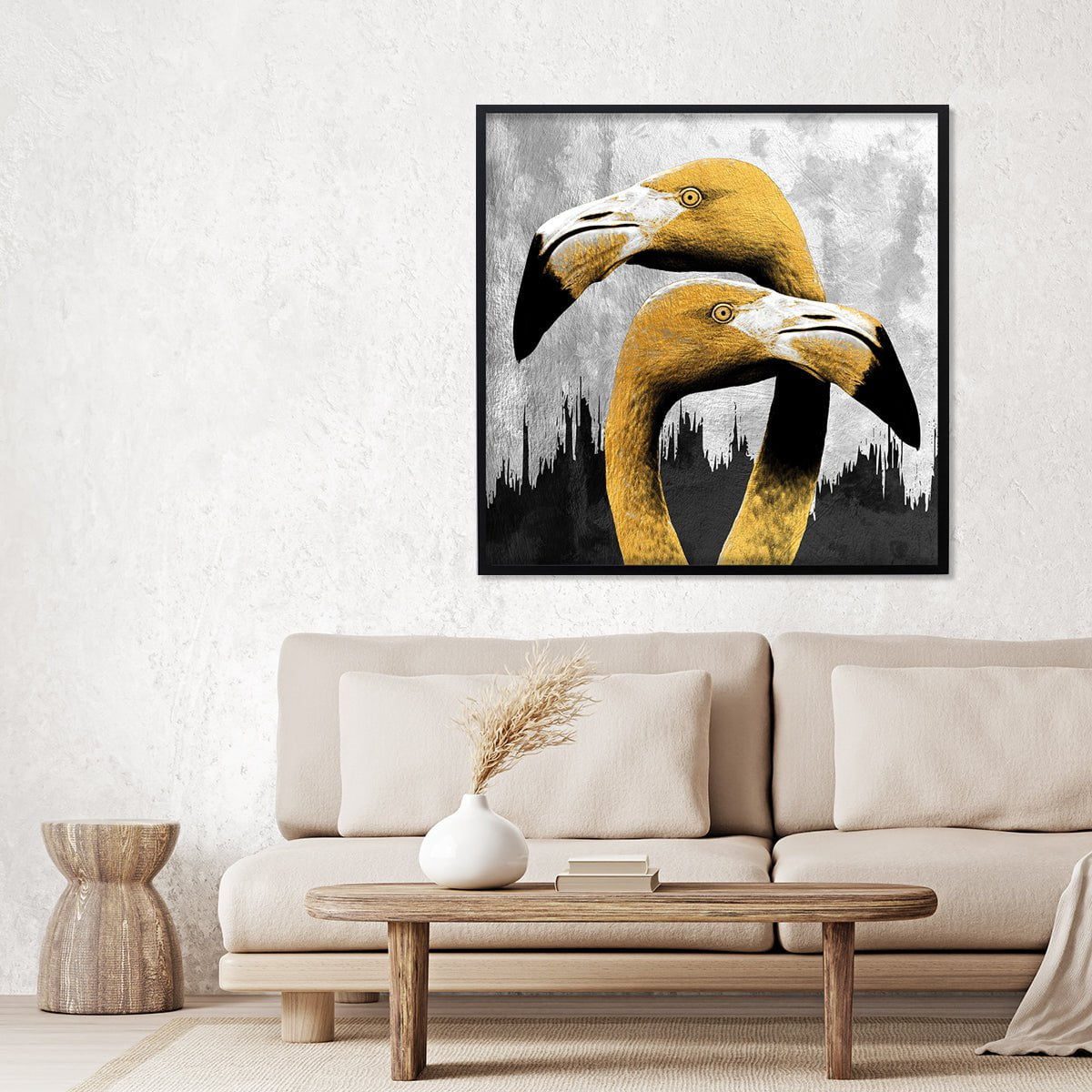 Flamingo Abstract Animal Stretched Canvas