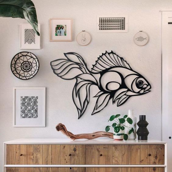 Gold Fish Metal Wall Art