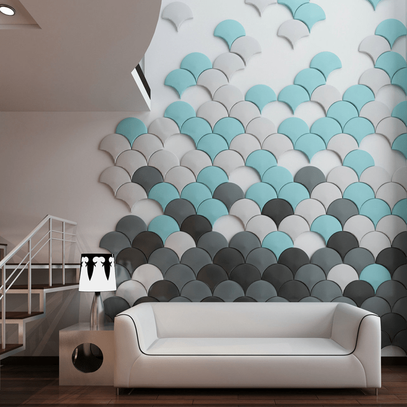 Mermaid Scales Geometric 3D Leather Wall Panel