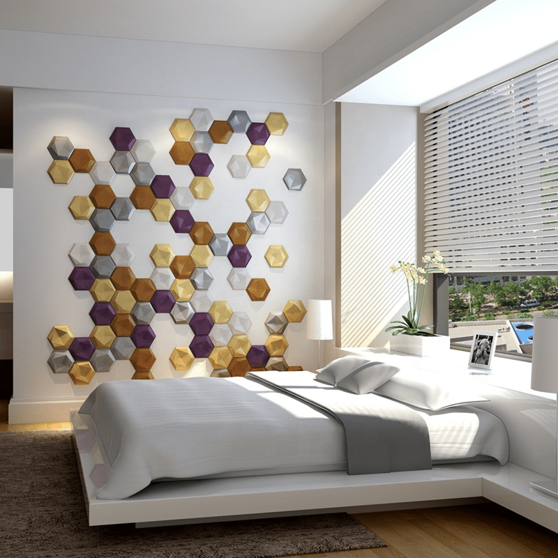 Inverted Hexagon 3D Leather Wall Panel