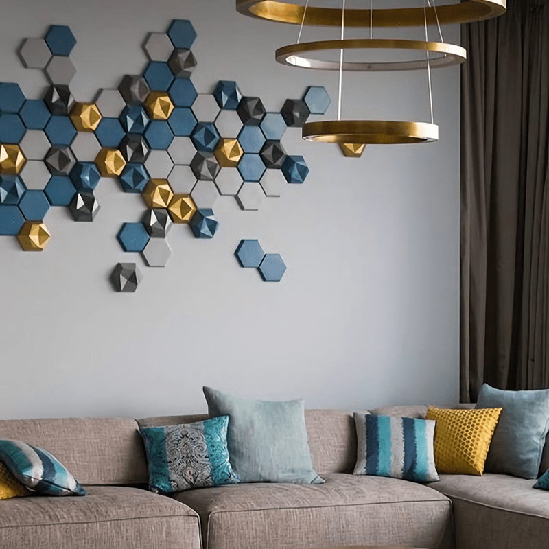 Inverted Hexagon 3D Leather Wall Panel
