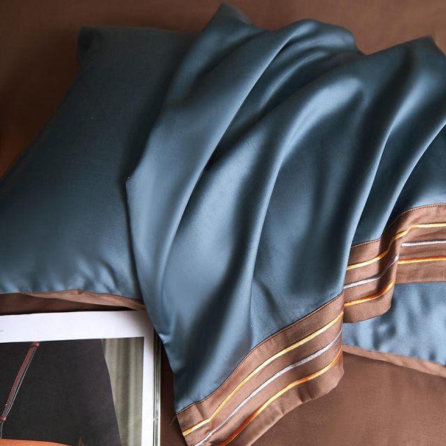Blue Visna Duvet Cover Set (Long-Staple Sateen Cotton)