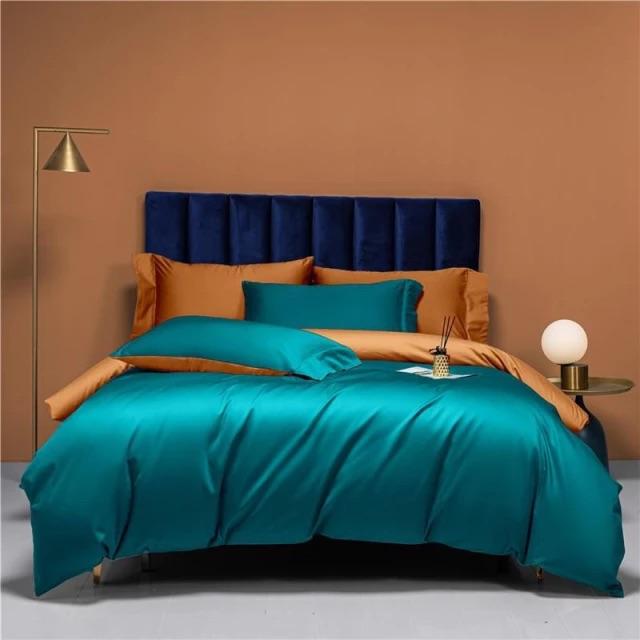 Prarie Orange Reversible Duvet Cover Set (Long-staple Sateen Cotton)