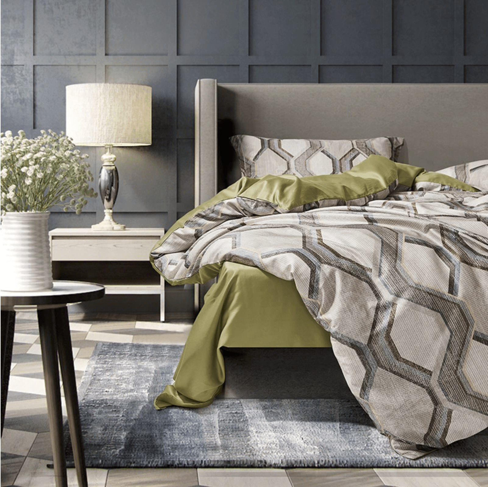 Geometric Waves Duvet Cover Set (Long-Staple Sateen Cotton)