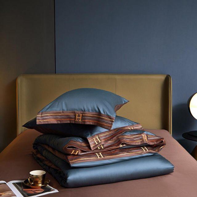 Blue Visna Duvet Cover Set (Long-Staple Sateen Cotton)