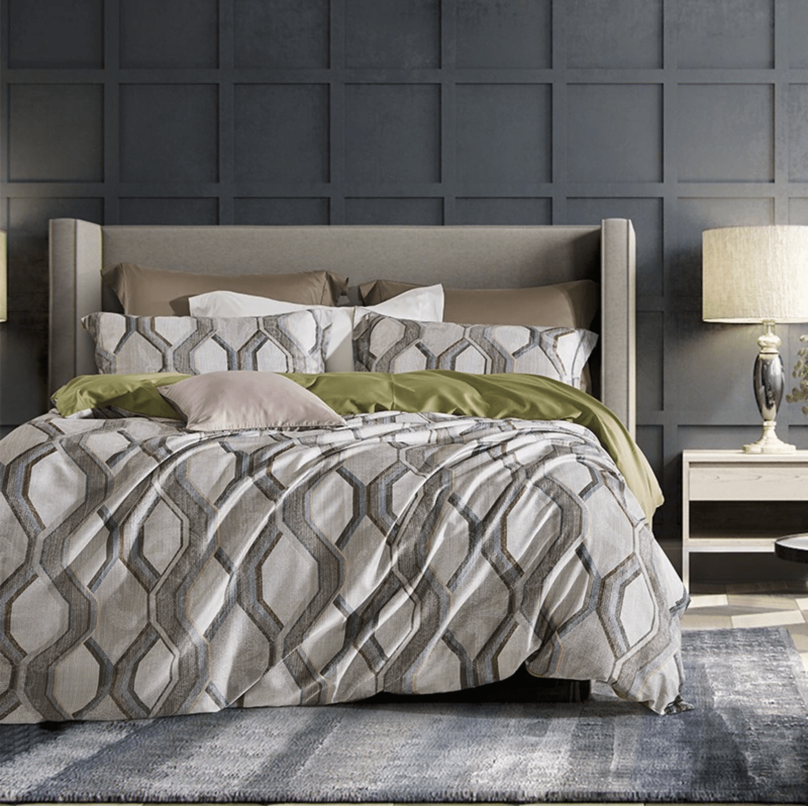 Geometric Waves Duvet Cover Set (Long-Staple Sateen Cotton)