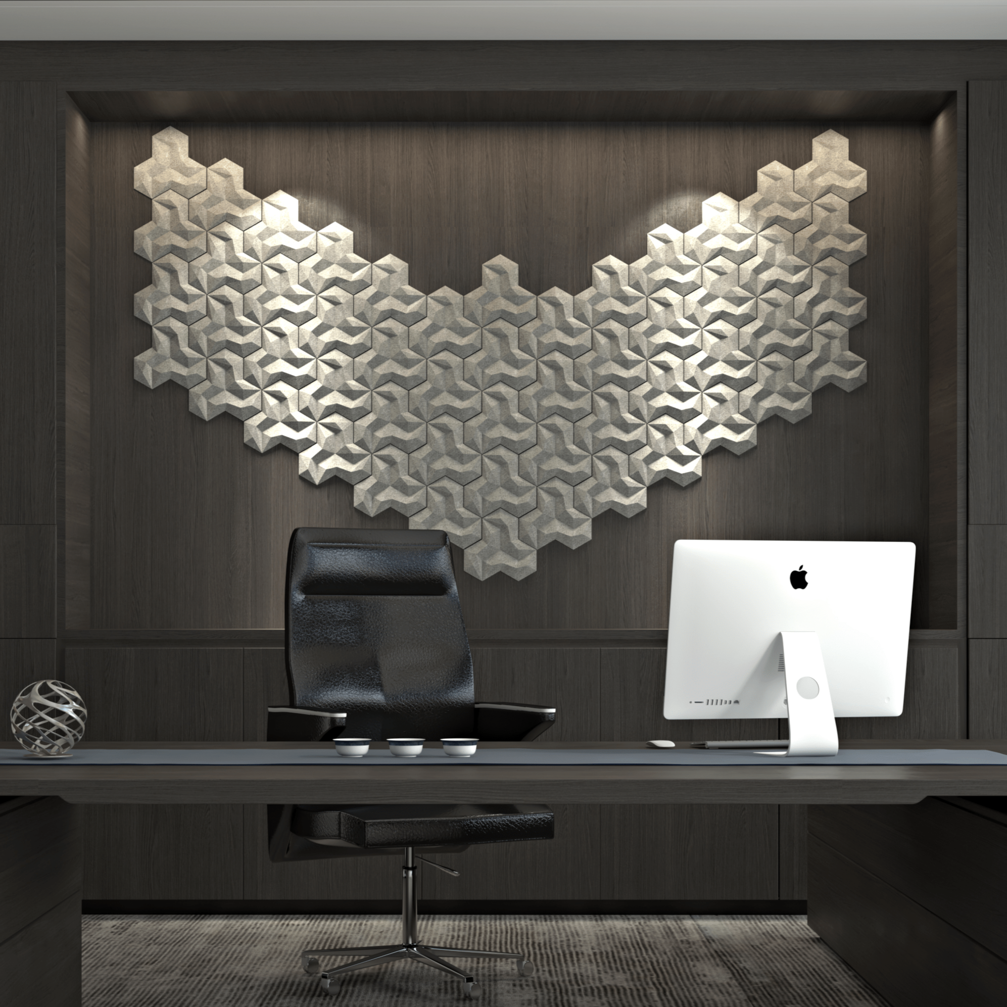 Zigzag Geometric 3D Leather Wall Panel