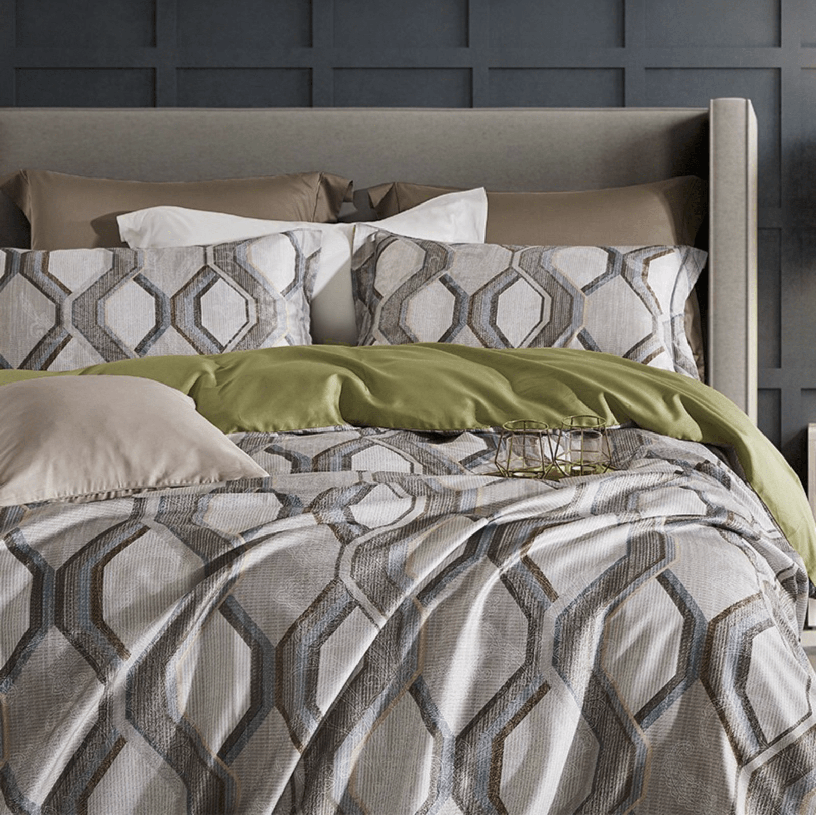Geometric Waves Duvet Cover Set (Long-Staple Sateen Cotton)