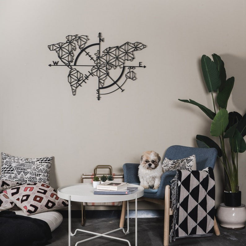 Compass Map Metal Wall Art