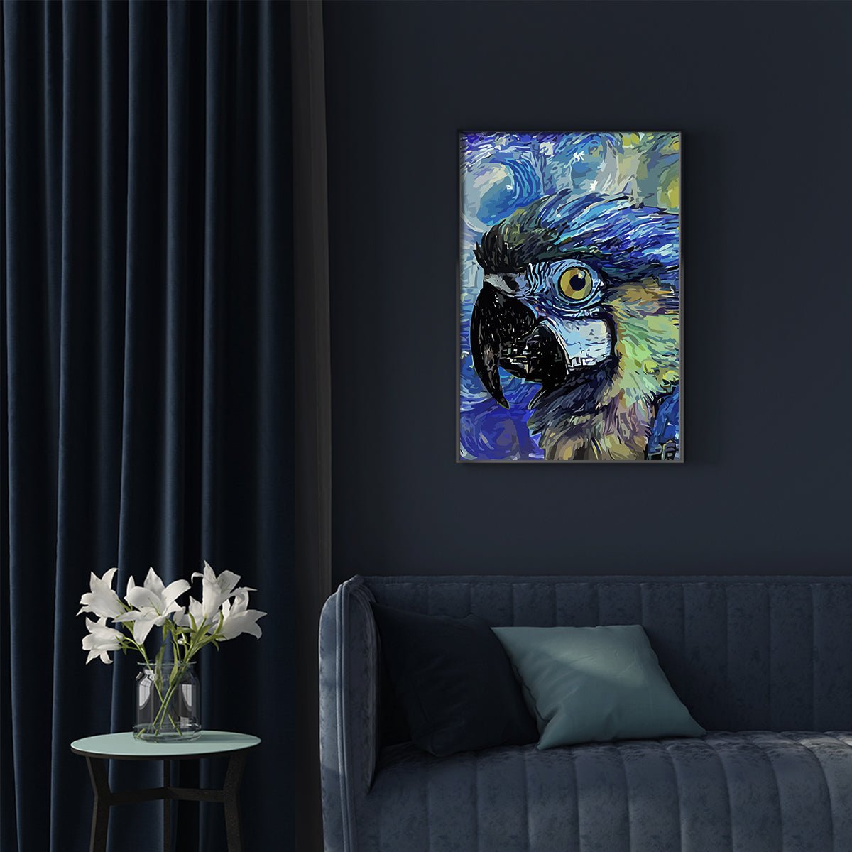 Parrot Abstract Art Stretched Canvas