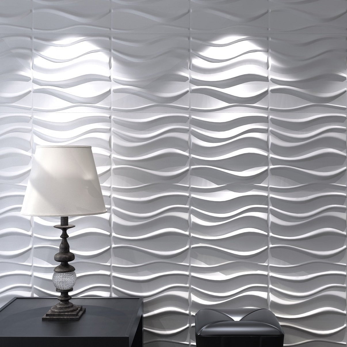 River Square 3D Leather Wall Panel