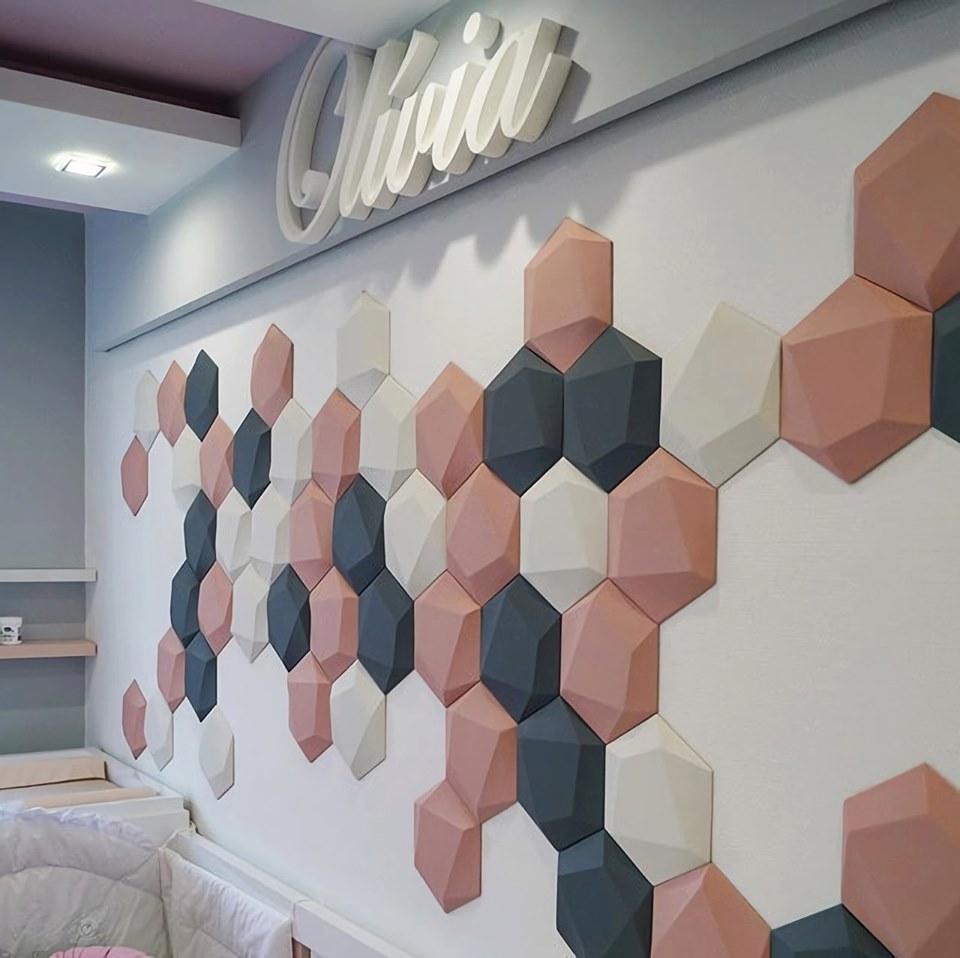 Trapezoid Hexagon 3D Leather Wall Panel