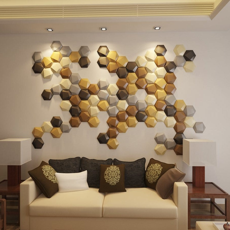 Trapezoid Hexagon 3D Leather Wall Panel