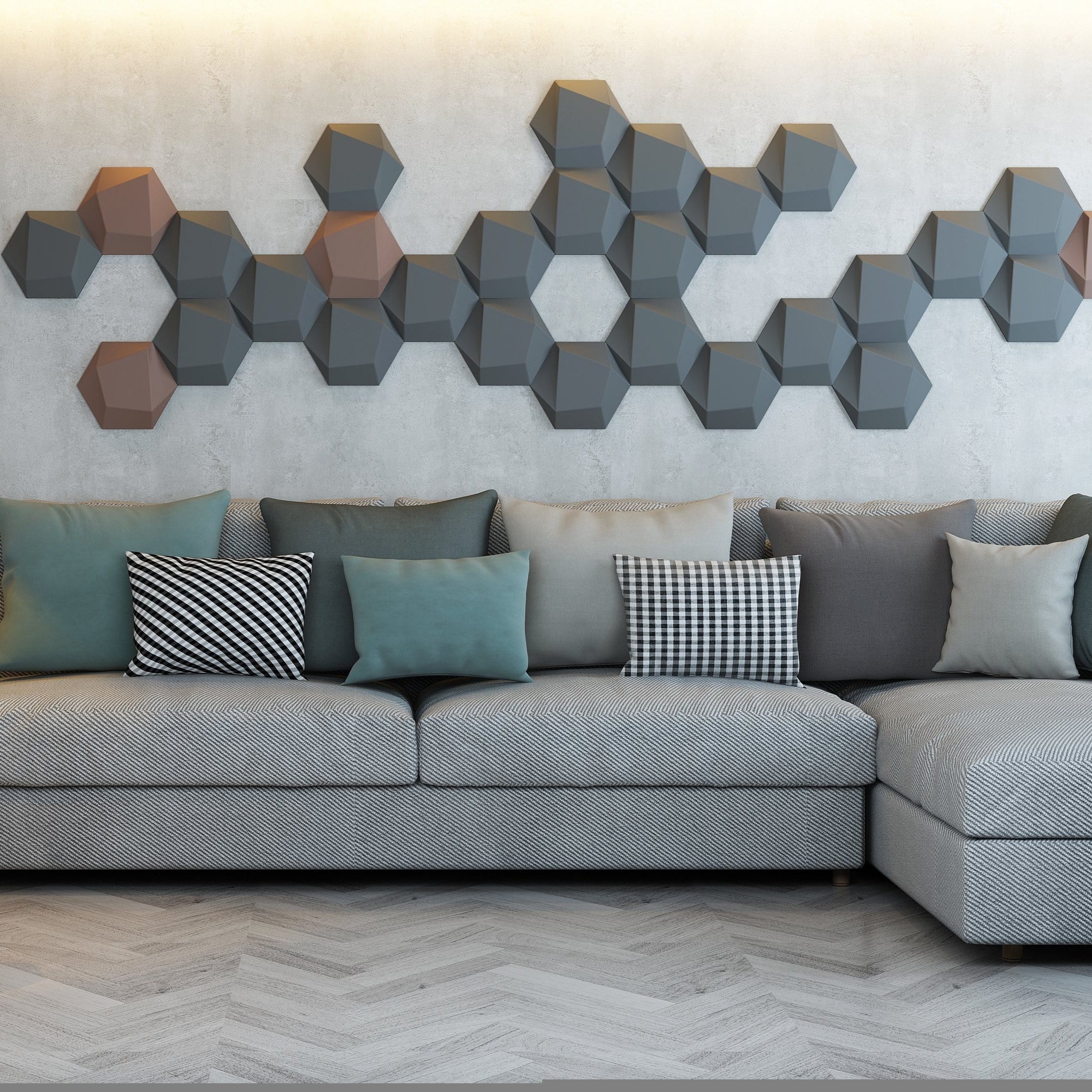 Trapezoid Hexagon 3D Leather Wall Panel