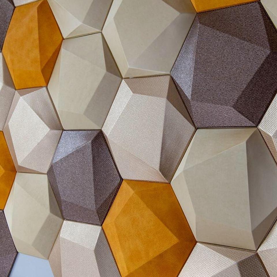 Trapezoid Hexagon 3D Leather Wall Panel