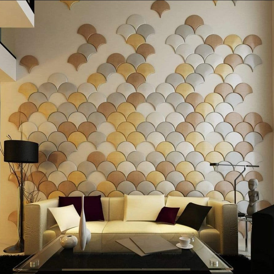 Mermaid Scales Geometric 3D Leather Wall Panel
